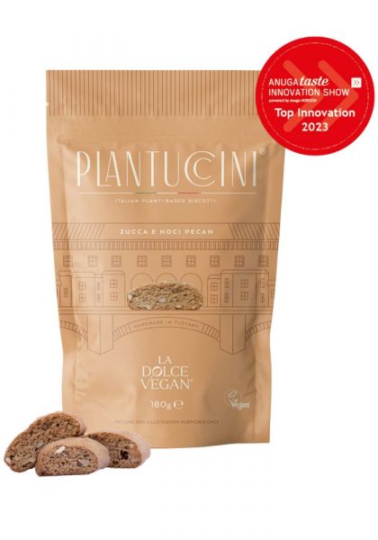 Plantuccini Kürbis Pekannuss 180g Packung in hellbraun