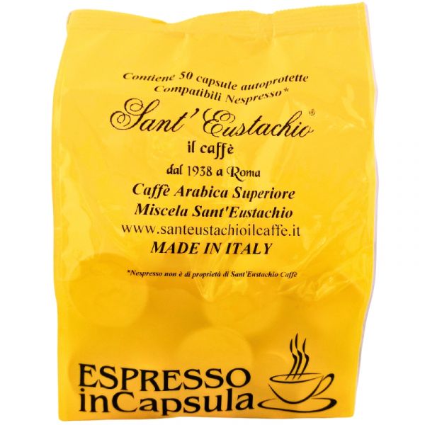 Sant'Eustachio 50 Nespresso®* kompatible Kapseln in gelben Beutel