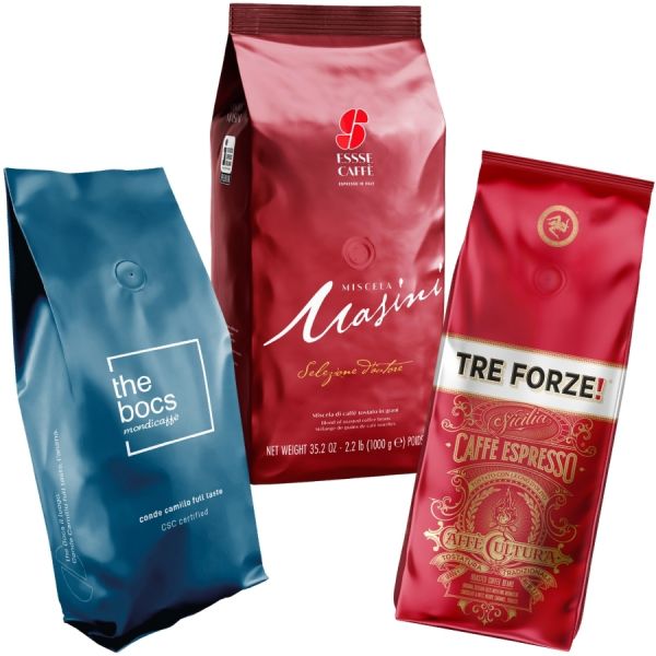 Probierset Espresso Deluxe, 3 x 1000g feinste Espressobohnen, Mondi The Bocs, Essse Masini und TRE FORZE!