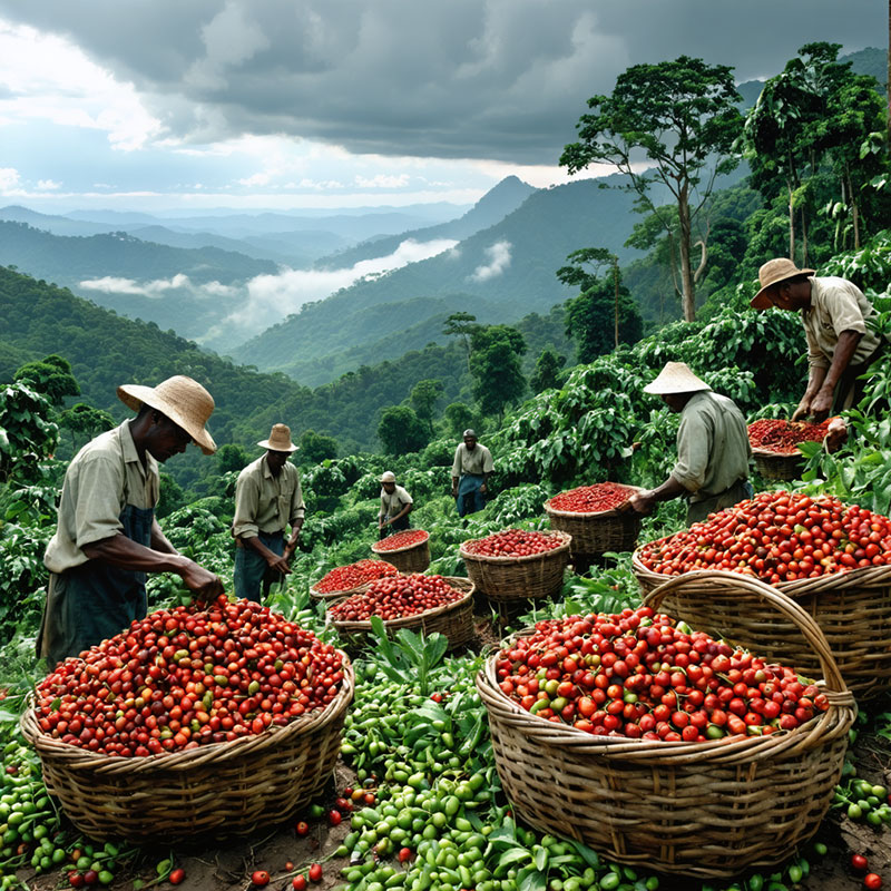 harvesting-Jamaican-Blue-Mountain-coffee